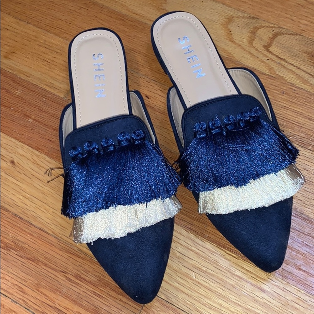 🆕 Fringed Mule - Navy